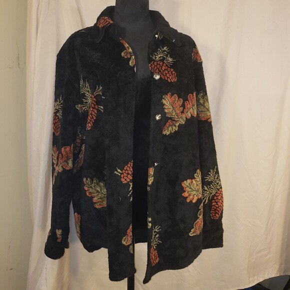 Cedar Island Black, Red & Orange Fall Over Shirt, Size L - Picture 2 of 7